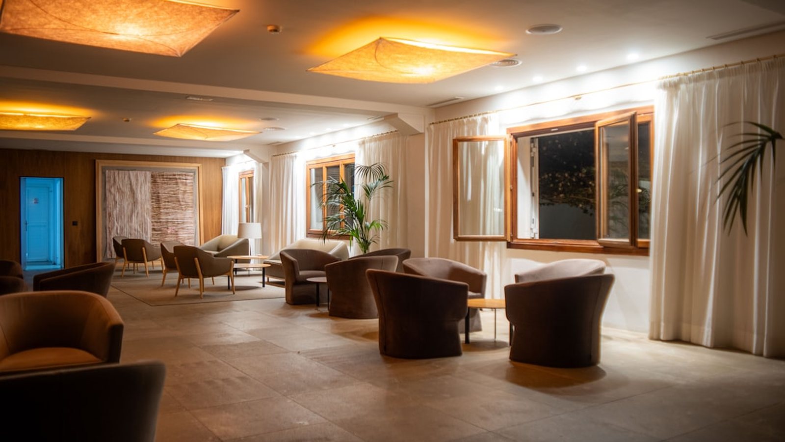 The hotel lobby